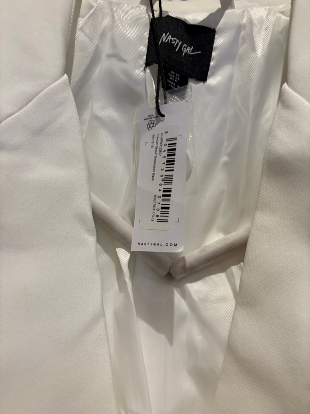 Nasty Gal White Pantsuit with Silver Floral Sequin Appliqués - Picture 3 of 5